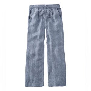 L.L. Bean Women's Premium Washable Linen Pull-On Pants Bright Mariner - 4 Petite